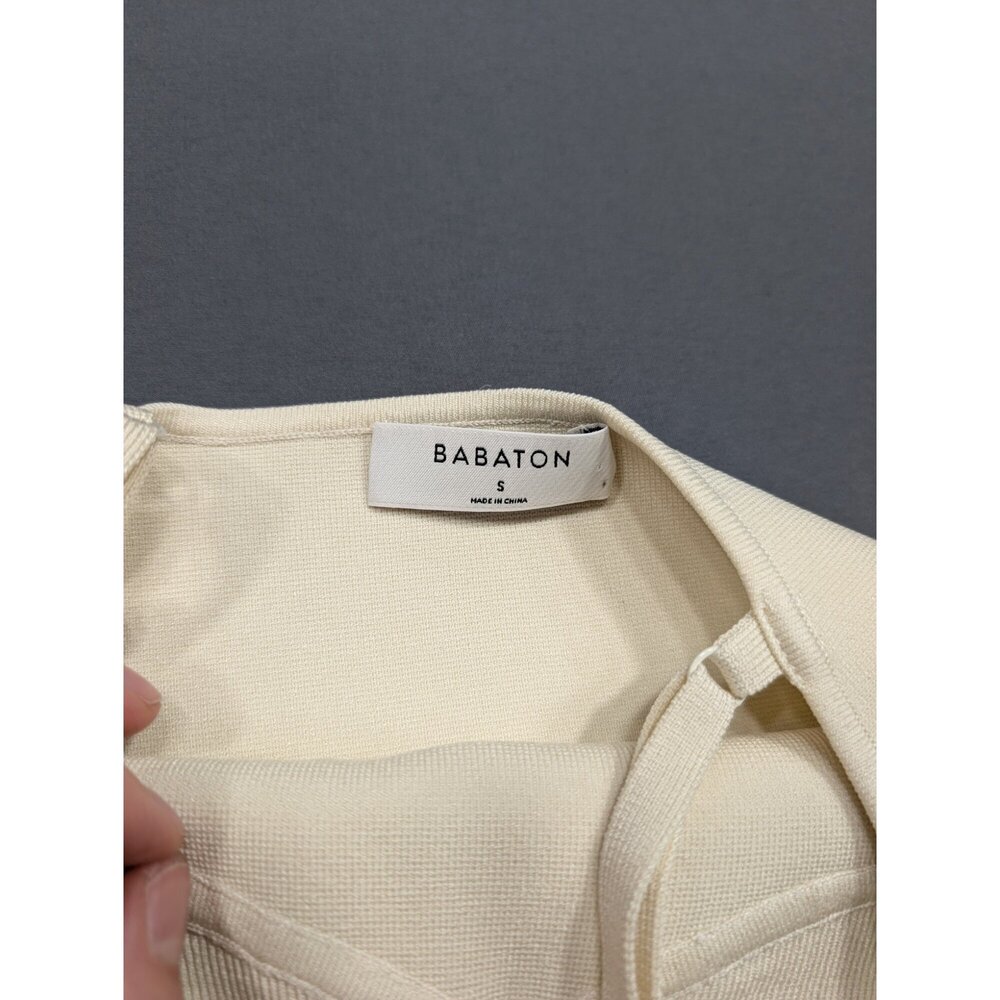 Babaton Cream Women’s Dress - Elegant Textured Dress (Size S)